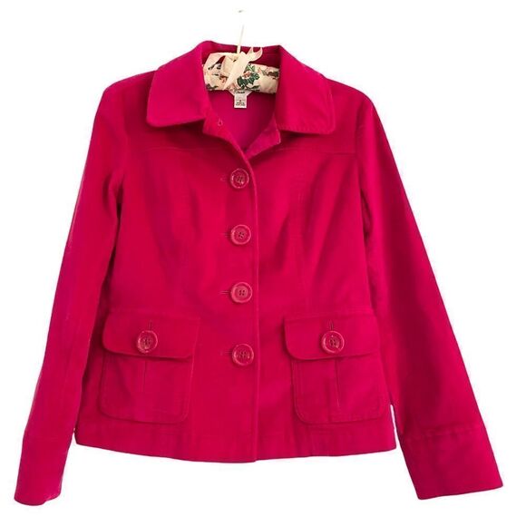 Talbots Petites Stretch Hot Pink Velvet Blazer Jacket Size 2 - Picture 1 of 6